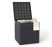 Gymax Lockable Deck Box 145L Weatherproof Patio Container Rattan Storage Bin in Charcoal Gymax Charcoal
