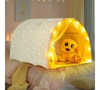 Gymax Magical Twin Bunk Bed Glow in the Dark Stars Play Tent For Aged 3+ in Beige Gymax Beige