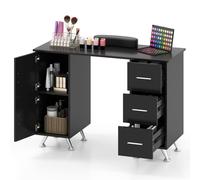 Gymax Manicure Table Nail Desk Nail Tech Table Station With 8 Metal Legs in Black Gymax Black