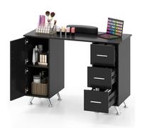 Gymax Manicure Table Nail Desk Nail Tech Table Station With 8 Metal Legs in Black Gymax Black