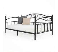 Gymax Metal Daybed Frame Single Size Sofa Bed With Classic Headboard in Black Gymax Black