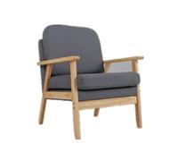 Gymax Mid-Century Accent Chair Upholstered Armchair for Living Room in Grey Gymax Grey