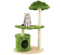 GYMAX Modern Cat Tree, Wooden Cat Tower with Scratching Posts/Board and Platforms, Multi-level Cat Play Center for Kittens & Adult Cats (3 Tiers)