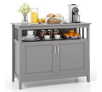 Gymax Modern Storage Cabinet Kitchen Buffet Server Sideboard With Shelf-Grey in Grey Gymax Grey