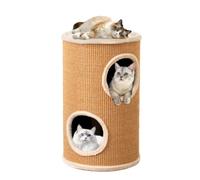 GYMAX Multi-level Cat Condo with Sisal Scratching Pad (36 x 36 x 59.5cm,Brown)