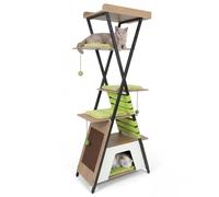GYMAX Multi-level Cat Tree, 185CM Wooden Cat Tower with Elevated Perch, Large Condo, Scratching Pad, Dangling Balls & Removable Mats, Indoor Kitten Activity Center for Climbing, Scratching, Sleeping
