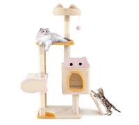 GYMAX Multi-level Cat Tree, Indoor Plush Cat Tower with Private Condo, Sisal Posts, Massage Comb & Fish-shaped Scratcher, Cute Kitten Activity Center for Climbing, Scratching, Sleeping