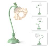 Gymax Nightstand Lamp with Lily of the Valley Lampshade Decorative Light in Green Gymax Green