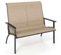 Gymax Outdoor Adirondack Chair 2-Person Patio Garden Bench With Armrests in Brown Gymax Brown