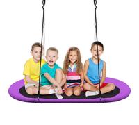 Gymax Oval Swing 150 cm x 80 cm Platform Tree Swing With Adjustable Heights in Purple Gymax Purple 150 cm x 80 cm