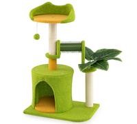 GYMAX Palm Cat Tree for Indoor Cats, Multi-Level Cute Kitty Tower with Artificial Leaves, Condo, Perch, Sisal Scratching Posts, Self-groomer, Plush Pompom, Pet Playhouse Activity Center (79 cm Tall)
