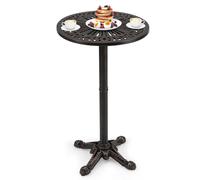 Gymax Patio Round Bar Table 61cm x 105cm Cast Aluminum High Top Table-Bronze in Light Bronze | Size: 61 cm x 105 cm Gymax Light Bronze 61 cm x 105 cm