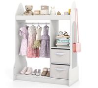 Gymax Play Armoire Dresser Clothes Storage Organizer With Acrylic Mirror in White Gymax White