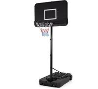 GYMAX Portable Basketball Hoop, 6.5FT-10FT Height Adjustable Basketball Goal System with 44 Inch Backboard, Fillable Base & 2 Wheels, Outdoor Indoor Basketball Net Set for Kids Teens Adult