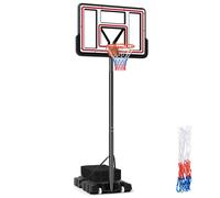Gymax Portable Basketball Hoop 7.4-10 FT Adjustable Basketball Goal System With 2 Wheels in Black Gymax Black