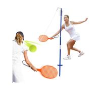 Gymax Portable Tetherball Set Height-Adjustable Swing Ball Outdoor Game Set in Blue Gymax Blue