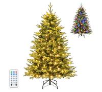 GYMAX Pre-Lit Pencil Christmas Tree Set of 3, 3FT/4FT/5FT Artificial Slim Xmas Tree with Burlap Base, Warm White LED Lights & 85/137/193 Branch Tips, Holiday Decoration Tree for Home Office Shops
