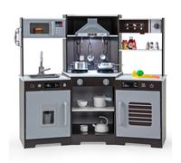 Gymax Pretend Toy Kitchen With Real Sounds & Lights Accessory Playset for 3+ in Dark Brown Gymax Dark Brown