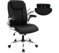 Gymax PU Leather Office Chair Adjustable Height Executive Chair With Wheels in Black Gymax Black