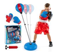GYMAX Punching Ball, Inflatable Free Standing Boxing Ball (Blue+Red)