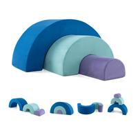 Gymax Rainbow Arc Climber Playset Foam Climbing Block Rocker Crawling Tunnel in Blue Gymax Blue