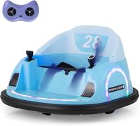 Gymax Ride on Bumper Toy Car With Flashing LED Lights Music & Remote Control in Blue Gymax Blue