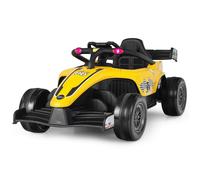 Gymax Ride on Car 12V Battery Powered Vehicle With Remote Control Led Light in Yellow Gymax Yellow