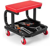 Gymax Rolling Creeper Garage/Shop Seat With Tool Tray Storage-Red in Red Gymax Red