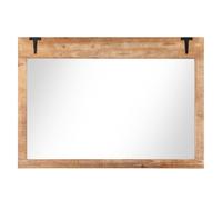 Gymax Rustic Wall Mirror Decorative Vanity Mirror 100 x 70 CM Wood Frame in Natural Gymax Natural 100 x 70 CM