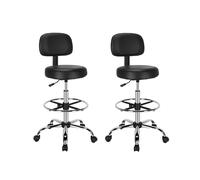 Gymax Set of 2 Upholstered Rolling Stool Height Adjustable Swivel Task Chair in Black | Size: 2 Pack Gymax Black 2 Pack