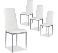 Gymax Set of 4 Dining Chairs Side Chair for Kitchen Upholstered & Metal Legs in White Gymax White