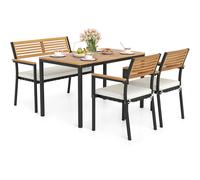 Gymax Set of 4 Patio Dining Set 4 PCS Outdoor Wood Metal Furniture-White in White Gymax White