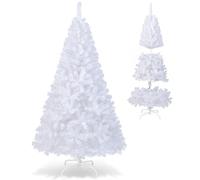 GYMAX SHATCHI 5ft/1.5m Snow White Artificial Christmas Tree 390 Tips | Alaskan Pine Metal Stand Xmas Home Decorations 150Cm, Plastic, 5Ft/150CM, PVC, 6 FT + 650