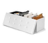 Gymax Shoe Bench Folding Ottoman Foot Stool 160L Capacity With Divider White Gymax White