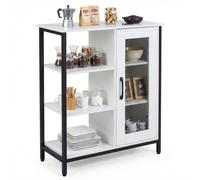 Gymax Sideboard Storage Cabinet Kitchen Bar Cabinet with Adjustable Shelves in White Gymax White