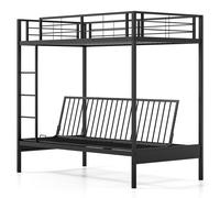 Gymax Single Over Futon Bunk Bed Convertible Couch & Bed With Ladder-Black in Black Gymax Black