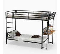 Gymax Single over Single Loft Bed Metal Bunk Bed with Desk With Ladders in Black Gymax Black
