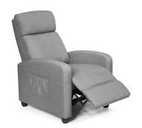 Gymax Single Reclining Sofa Recliner Chair Linen Fabric Padded With Armrest in Grey Gymax Grey
