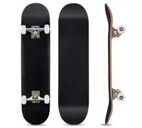 GYMAX Skateboard, 31 x 8 Inch Complete Skateboard with ABEC-7 Ball Bearings, 7-Layer Maple Wood Deck Double Kick Standard Skateboards for Kids Adult Beginners (Black)