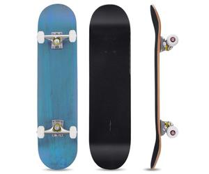 GYMAX Skateboard, 31 x 8 Inch Complete Skateboard with ABEC-7 Ball Bearings, 7-Layer Maple Wood Deck Double Kick Standard Skateboards for Kids Adult Beginners, Blue