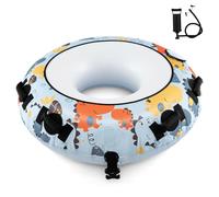 GYMAX Snow Tube for Sledding, 52 Inch Inflatable Snow Sled with Premium Oxford Cover, 2 Strap, 4 Padded Handles & Pump, 0.6mm Thicker Inflatable Sledge Outdoor Winter Toys for Kids Adults