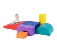 GYMAX Soft Play Equipment, 6-Piece Kids Activity Set, Baby Soft Foam Blocks Interactive Toy for Climbing, Sliding & Crawling (Primary)