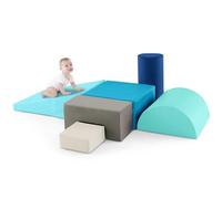 GYMAX Soft Play Equipment, 6-Piece Kids Activity Set, Baby Soft Foam Blocks Interactive Toy for Climbing, Sliding & Crawling (Ocean)