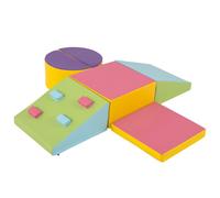 GYMAX Soft Play Equipment for Toddlers, 6 Pieces Kids Activity Set, Baby Soft Foam Blocks Interactive Toy Foam Block Play Set for Climbing, Sliding &