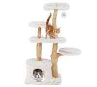 GYMAX Solid Wood Cat Tree, Modern Wooden Cat Tower