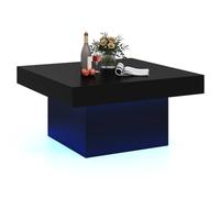 Gymax Square LED Coffee Table with Remote 21 Dynamic Modes Wood Finish in Black Gymax Black