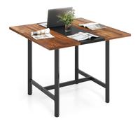 Gymax Square Meeting Room Table Industrial 4-Person Conference Table in Brown Gymax Brown