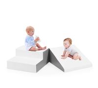 Gymax Step & Slide Climber Toddler Soft Play Set Soft Foam Structure Blocks in White Gymax White