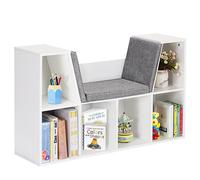 Gymax Storage Shelf Bookcase Cube Organizer Cabinet With Seat Cushion in White Gymax White