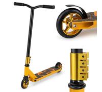 GYMAX Stunt Scooter for Kids, Lightweight Freestyle Pro Trick Scooter with PU Wheels & Aluminum Deck, 360° Spin Handlebar Street Scooter for Beginners Teens Ages 10+ (Yellow)